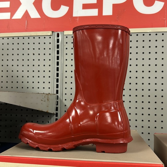 Hunter Glossy Red Rain Boot with Buckle - Picture 3 of 5